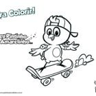 Desenho para colorir - Pintinho Amarelinho de skate!